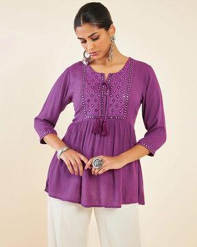 embroidered flared tunic