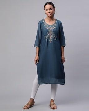 embroidered straight kurta