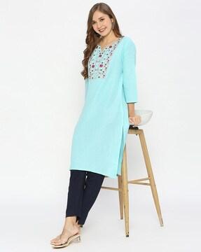 embroidered straight kurta