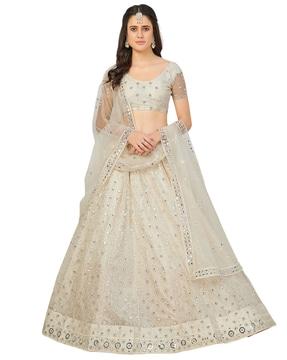 embellished flared lehenga choli set with dupatta