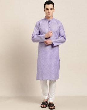 checked long kurta