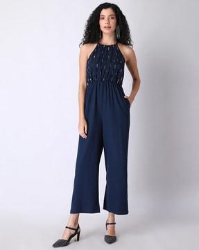 embellished sleeveless jumpsuit