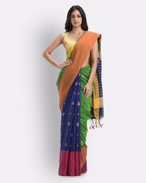 clourblock handwoven saree