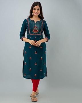 embroidered straight kurta