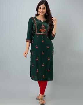 embroidered straight kurta