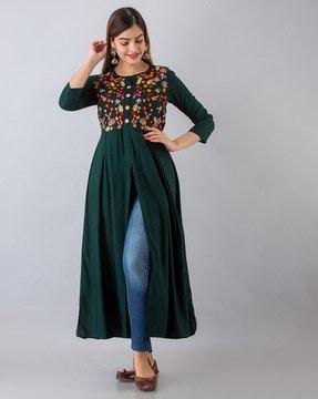 embroidered flared kurta