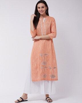 embroidered straight kurta