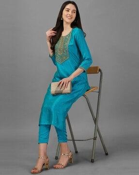 embroidered straight kurta