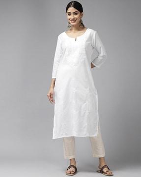 embroidered straight kurta