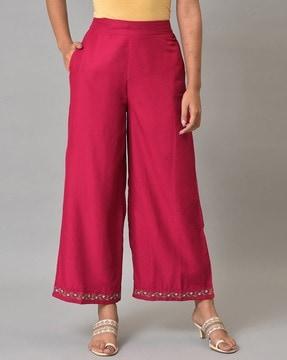 embroidered hem palazzo