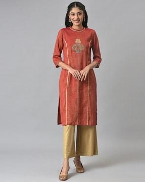 embroidered straight kurta