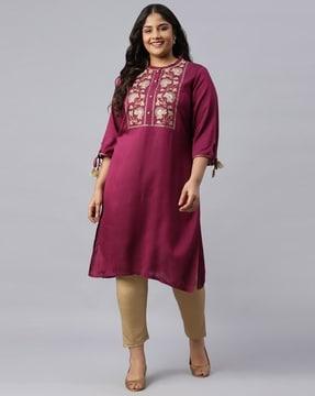 embroidered straight kurta