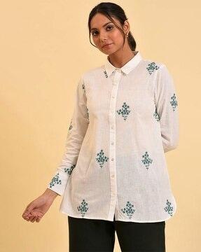 floral embroidered shirt