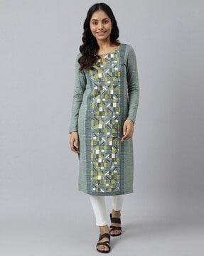 geometric straight kurta