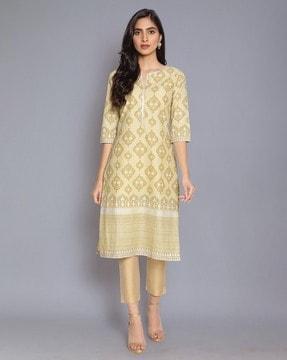 printed straight kurta