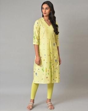 printed pleated kurta