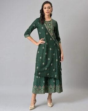 printed angrakha jumpsuit