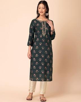 printed straight kurta