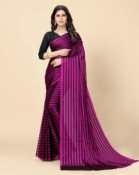 striped georgette saree