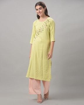 embellished straight kurta