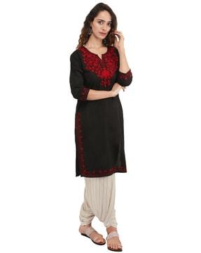 embroidered straight kurti