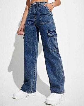 solid wide jeans