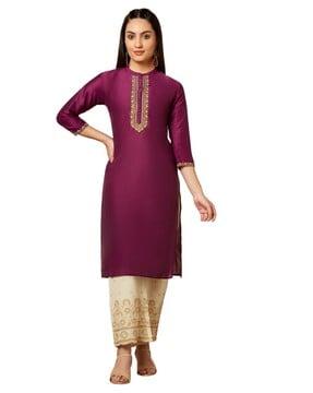 embroidery straight kurta