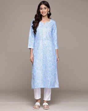 printed straight kurta