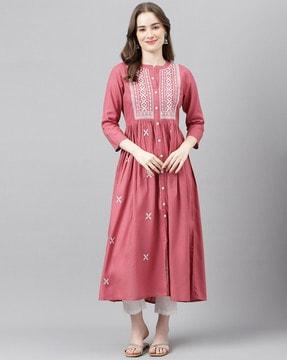 embroidered flared kurta