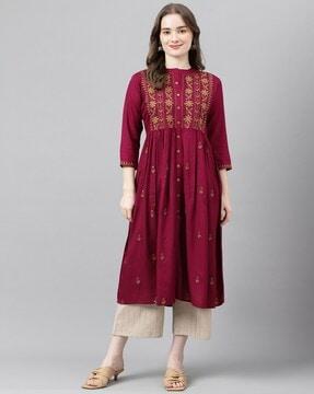 embroidered flared kurta