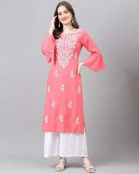 embroidered straight kurta