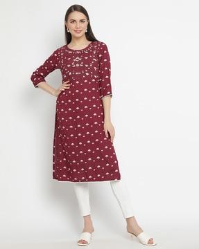 embroidered straight kurta