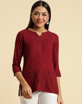 embroidered straight kurti