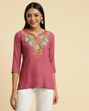 embroidered straight kurti