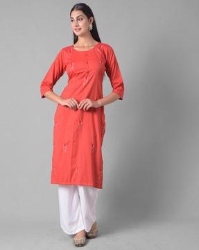 embroidered straight kurta