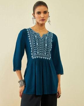 embroidered flared tunic