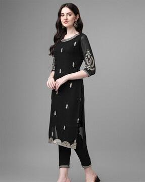 embroidered straight kurta