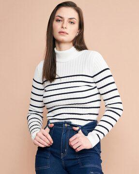 striped turtleneck pullover