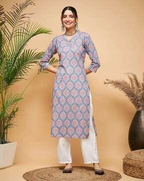 printed straight kurta