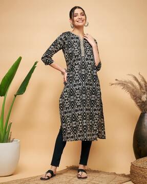 printed straight kurta