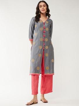 embroidered straight kurta