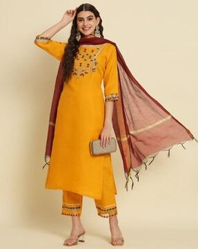 embroidered kurta set