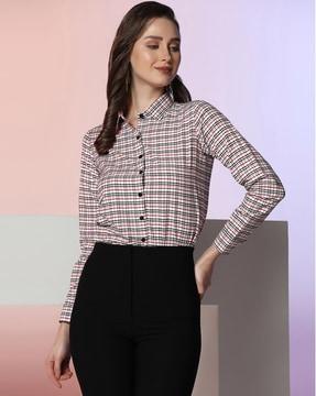 women checked relaxed fit shirt