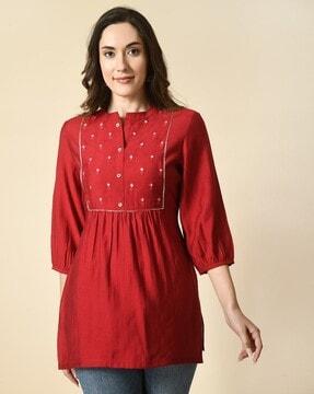 embroidered straight tunic