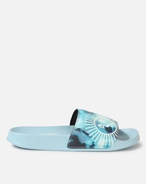 men printed slip-on slides