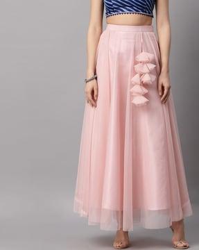 solid flared skirt