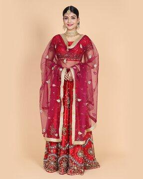 women embroidered dupatta