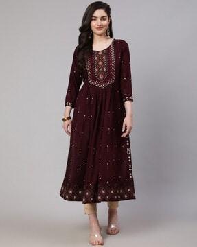 embroidered flared kurta