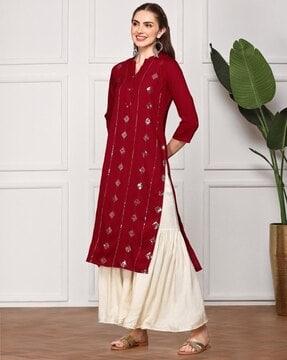 embellished straight kurta