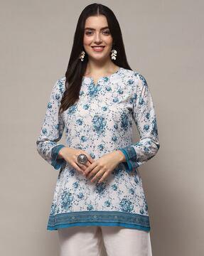 women floral print straight kurti